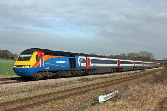 EMT HST 43066 &  43046 at Thurmaston heading into Leicester on 8.3.12 with 0928 Nottingham - London St.Pancras International service