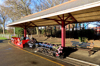 A.T. & S.F. Santa Fe 3440, at Lakeshore Railroad, South Marine Park Minature Railway, South Shields seen on 1.12.24 arriving at the terminus dressed for Christmas