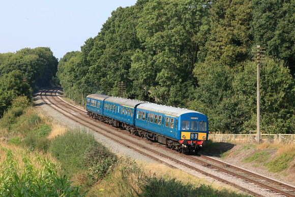 Met Cam 3 Car Class 101 DMU No's 50266, 59575 50203 at Kinchley Lane on 6.9.24 with 2C31 1455 Loughborough to Rothley Brook service at GCR Autumn Diesel Gala 2024