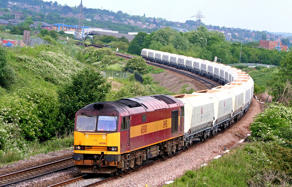 60500 Rail Magazine at Pride Park, Derby on 13.6.07 with diverted 6M87 1203 Ely Papworth Sidings  - Peak Forest empty EWS hoppers