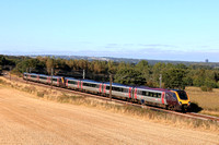 CrossCountry Class 220 unit No's 220012 & 220033 rattle past Plawsworth near Durham, ECML on 18.9.24 with 1V66 1404 Edinburgh to Plymouth service