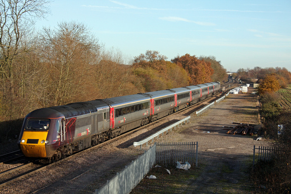 XC HST 43366 with 43301 at rear at Stenson Junction on 4.12.13 with 0606 Edinburgh - Plymouth Cross Country service